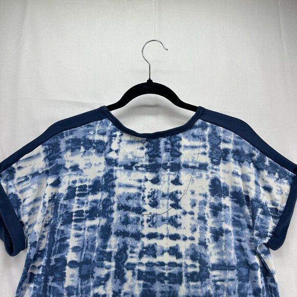 Lucky Brand Pajama Top Womens Sz L Tie Dye Round Neck Cuff Dolman Sleeve Blue - Picture 5 of 10